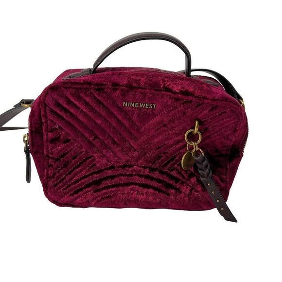 Nine West Raspberry Crushed Velvet Crossbody Bag - Picture 1 of 7